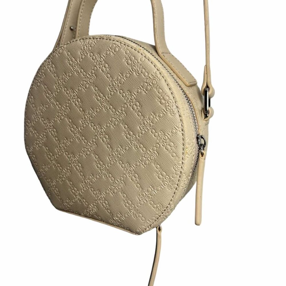 FRENCH CONNECTION Beige Round Cross Body Bag / Leather Stamped Name - Picture 7 of 8